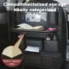 Car Seat Storage Bag Auto Back Seat Back Organizer With Foldable Table Tray PU Leather Tablet Holder Tissue Box Car Accessories